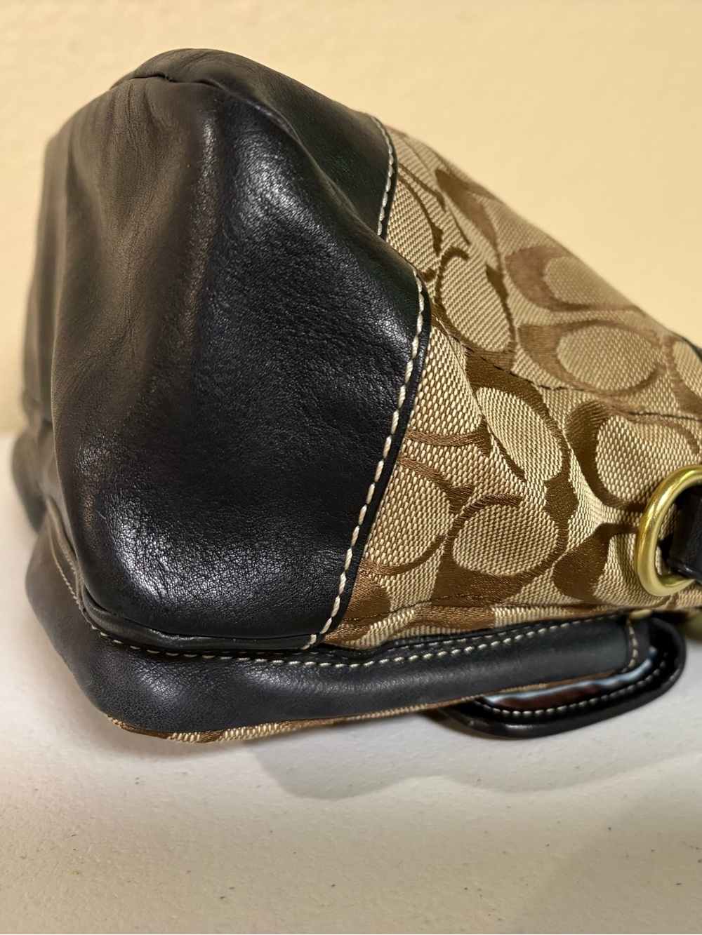 Coach 65th Legacy Signature Shoulder Bag, Black Trim, Stripe Lining F06K - 10339 - Picture 10 of 11